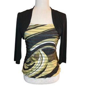 Stylish Black and yellow Top with Shrug
